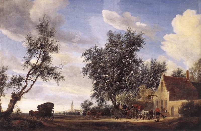 RUYSDAEL, Salomon van Halt at an Inn af France oil painting art